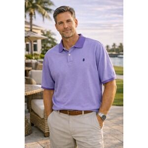 IZOD Advantage Polo Shirt Men XXL Purple Golf Performance Stretch Casual